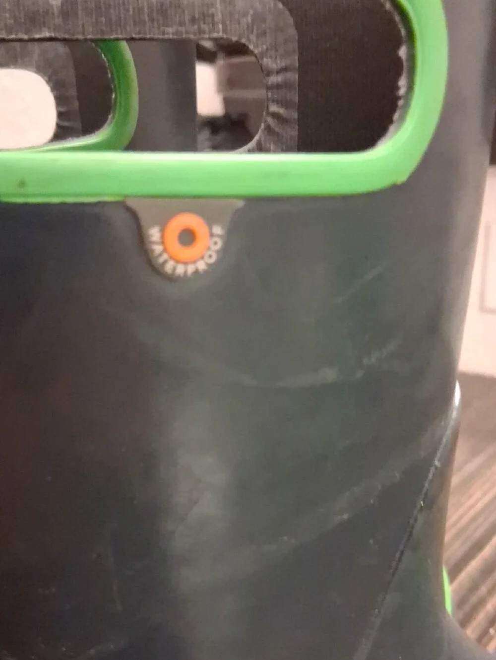 Bogs Black and Green Kids Rain Boots
